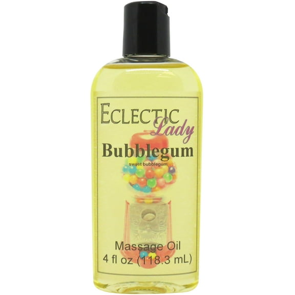 Bubblegum Massage Oil by Eclectic Lady, 4 oz, Sweet Almond Oil and Jojoba Oil