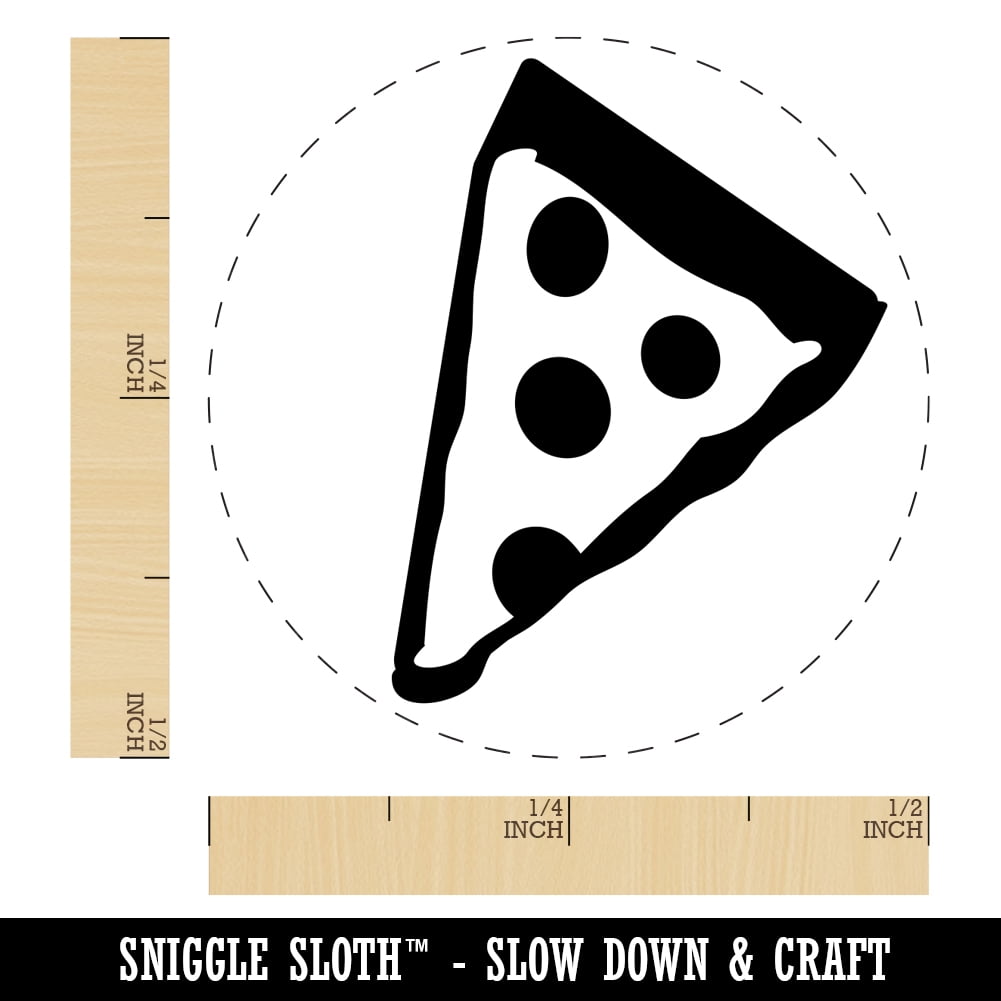 Pizza Slice Abstract Self-Inking Rubber Stamp Ink Stamper - Dry Pad (No Ink) - Mini 1/2 Inch
