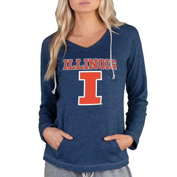Women's Concepts Sport Navy Illinois Fighting Illini Mainstream Lightweight Terry Pullover Hoodie