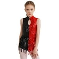 thumbnail image 3 of YiZYiF Kids Girls Jazz Latin Dance Dress Sequins Tassels Dancewear Figure Skating Gymnastics Leotard Red 10, 3 of 7