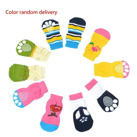 Anti Cat - 4pcs Pet Socks Doggie Dog Cat Puppy Colorful Anti Slip Pet Product Supply