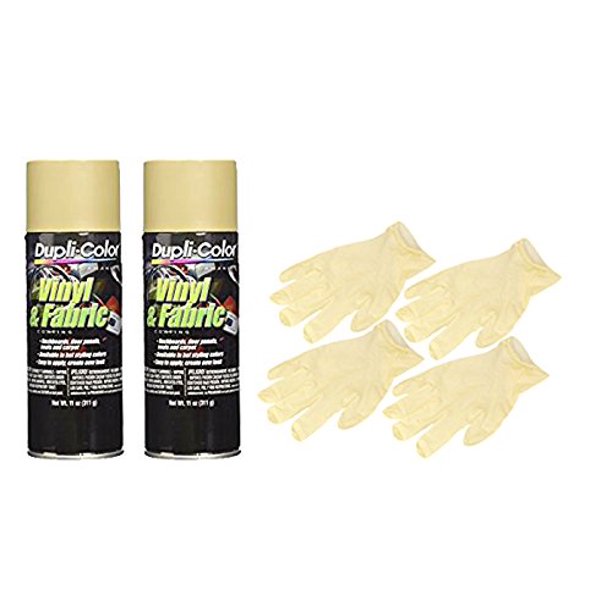 DupliColor Desert Sand High Performance Vinyl and Fabric Spray (11 oz) Bundle with Latex Gloves