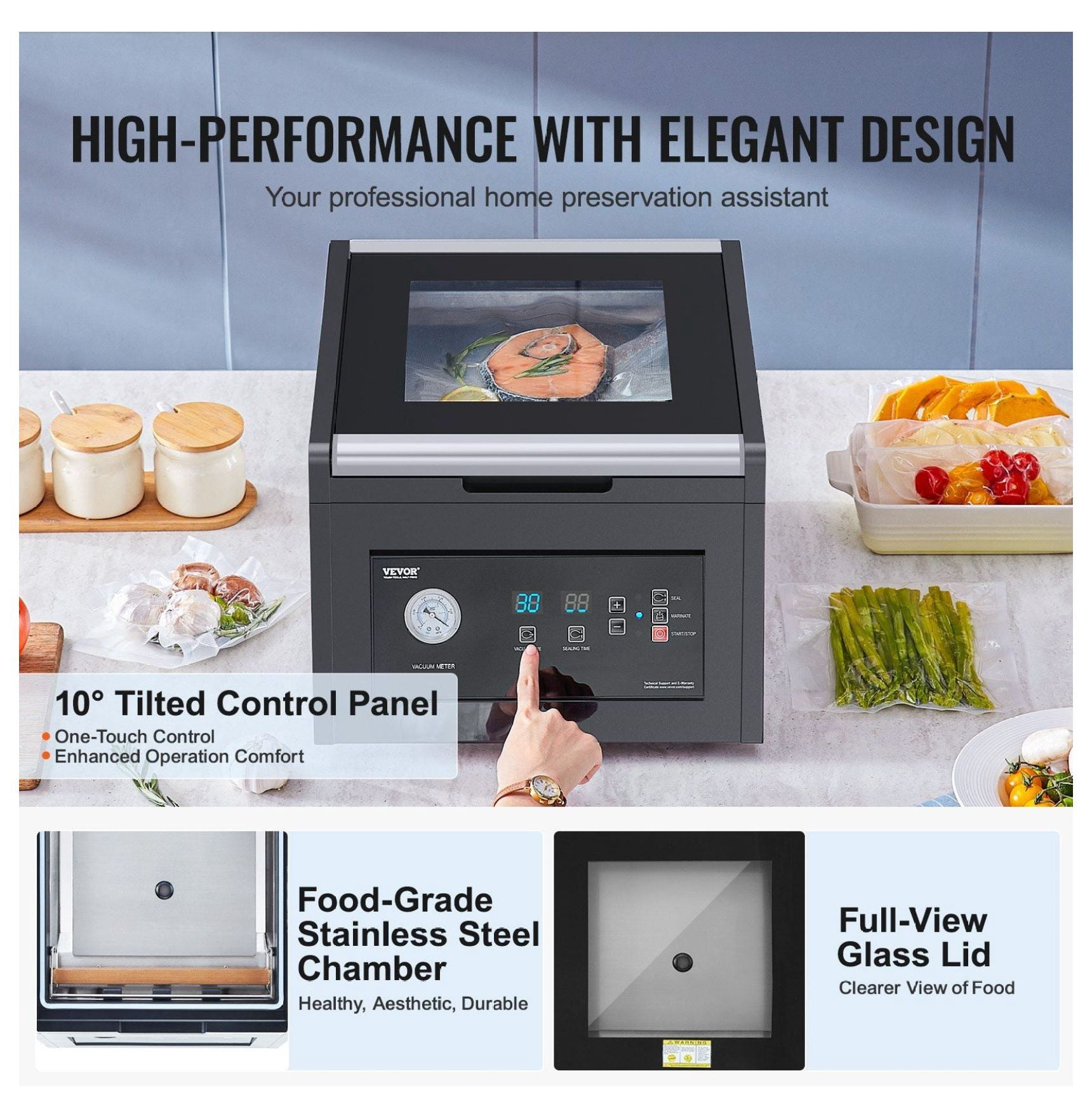 Chamber Vacuum Sealer, 380W Packing Machine for Food, 11.5" Seal Length
