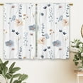 thumbnail image 6 of Blue Floral Kitchen Curtains Watercolor Flower Boho Small Short Cafe Window Curtains Minimalist Leaf Botanical Rod Pocket Bathroom Living Room Bedroom Window Drapes Treatment (26x36 Inch), 6 of 6