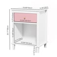 thumbnail image 3 of Pink Wooden Nightstand with Drawer and Shelf for Kids and Adults - 26.77''H Side Table with Golden Handle, 3 of 8