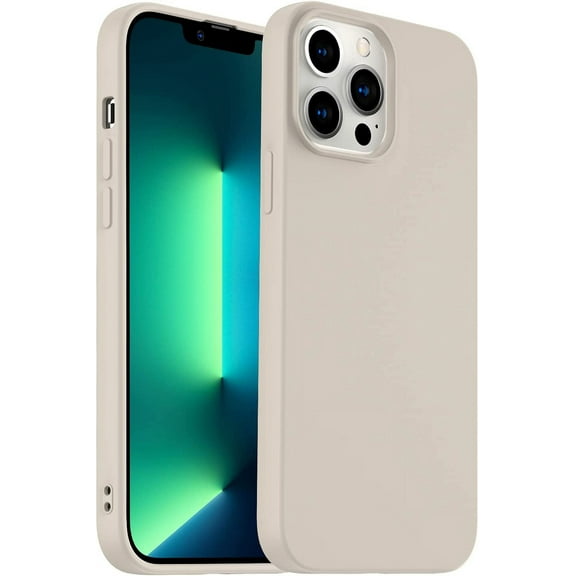 Designed for iPhone 13 Pro Max Case, Silicone Ultra Slim Shockproof Phone Case with Soft Anti-Scratch Microfiber Lining, [Enhanced Camera Protection] 6.7 inch (Stone)