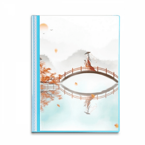 Jincheng Autumn Chinese Style Watercolor Book Sheet Protectors Portfolio Binder Folder