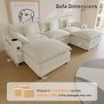 thumbnail image 5 of Ucloveria 116.5" U-Shaped Modular Sectional Couch With Ottoman, Cup Holders & Charging Ports - Chenille Cloud Couch, 5-Seat Deep Seat Sofa For Living Room, Apartment,White, 5 of 9
