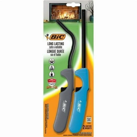 ( 3 Pack ) BIC Multi-purpose Fireplace Lighters, 1 Flexible Wand and 1 Extra Long, Assorted Colors, 2-Count