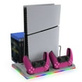 thumbnail image 2 of Support Vertical pour Ventilateur de Refroidissement pour PS5/PS5 Slim Édition Disque et Numérique avec 2 Stations de Recharge pour Manettes, Lumières DEL RVB, 13 Emplacements pour Jeux, Emplacement pour Télécommande Multimédia, Accessoires PS5, 2 of 8