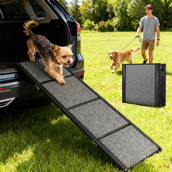 XYJBHB Dog Ramp for Car 67"x 20" Large Folding Pet Stair Ramps with Non-Slip Surface for Truck, SUV, Outdoor Dog Car Ramp for Medium & Large Dogs, Portable Pet Steps
