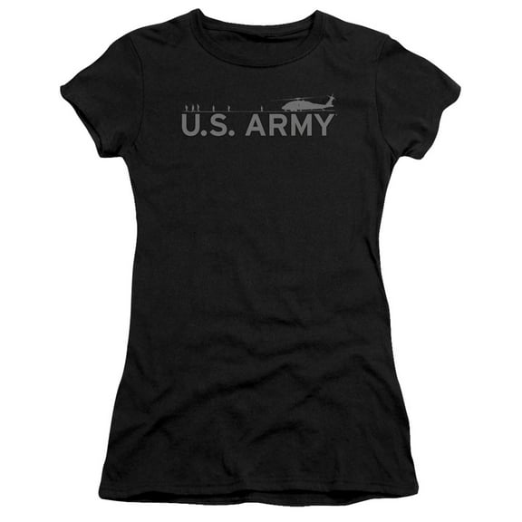 Army - Helicopter - Juniors Teen Girls Cap Sleeve Shirt - Large