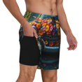 thumbnail image 2 of Sikiie Flower Covered Vintage Car Print Men's Double Layer Swimming Trunks, Adjustable Waistband and Pockets Sports Swimming Trunks, Beach Swimwear-3X-Large, 2 of 6