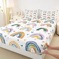 thumbnail image 3 of Manfei Retro Multicolor Rainbow Twin Sheet Sets,Boho Style Twin Fitted Sheet,Colorful Heart Print Flat Sheet For Kids,Luxury Bedroom Decor,3 Pieces, 3 of 7
