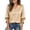 *Beige, variant on ClodeEU Women's Satin V Neck Ruff Cuff 3/4 Sleeve Button Down Blouse, Casual Silky Work Shirt Top Beige,Women's Plus L