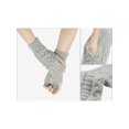 thumbnail image 3 of INSPIRE CHIC Women's Short Knitted Autumn Winter Fingerless Wrist Length Knit Gloves One Size Light Gray, 3 of 6