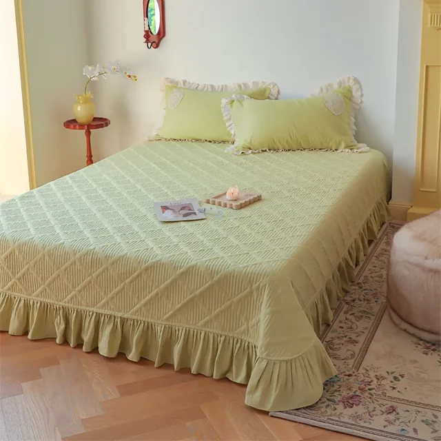 AI WINSURE-colcha Retro francesa, tamaño Queen, de hilo de algodón, con 2 fundas de almohada, Sábana acolchada, 3 piezas
