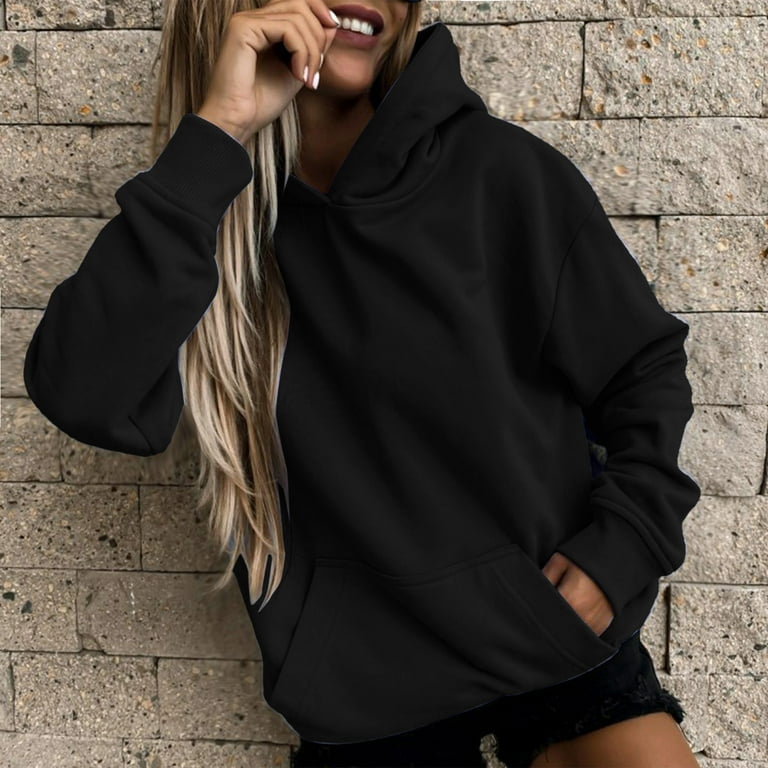 Purple Women Hoodie Casual Trendy Tops Solid Sweatshirts With Pocket Women Oversized Hoodies Summer Fall Plus Size Pullover Long Sleeve Sweatshirts Walmart