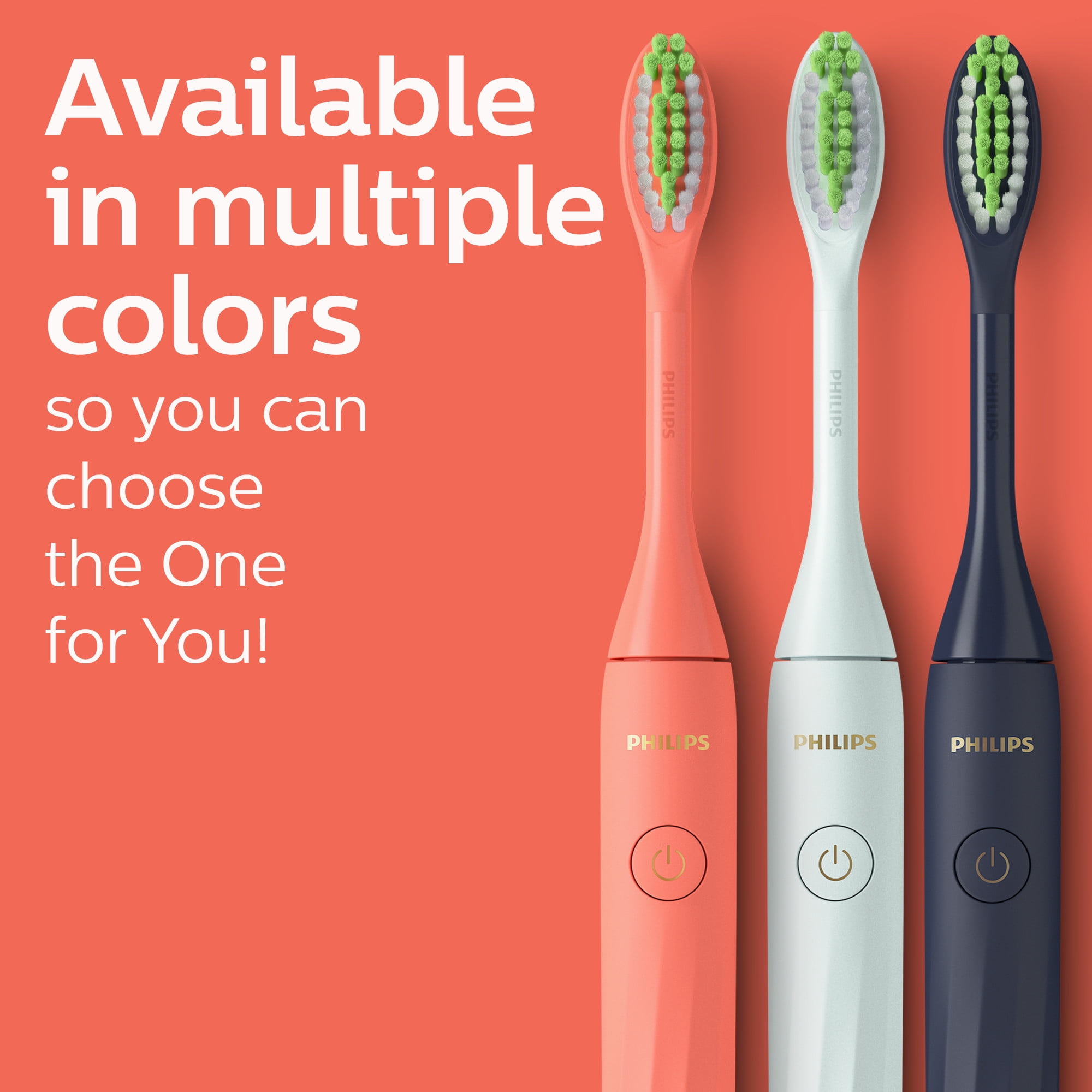 Philips One By Sonicare Battery Toothbrush, Miami Coral, HY1100/01