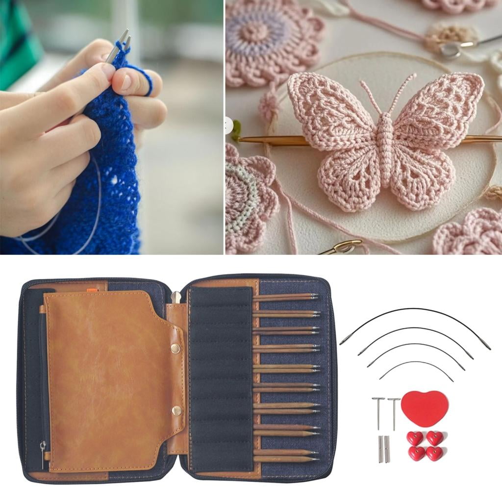 Handcraft Wood Knitting Needle Interchangeable Circular Set With Vibranting Color