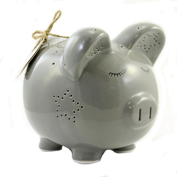 Bank Grey Night Light Piggy Bank Ceramic 883,181,392,396, 3626Gy