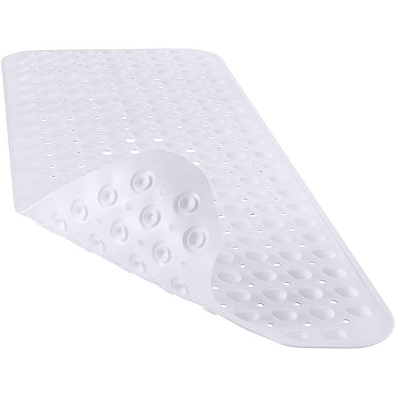Bathtub Mat Non Slip, Bath Mats for Tub, Shower Mat with Drain Holes Suction Cups, Machine Washable, Phthalate Free, 34.6 X 15.7 Inches, Clear Black