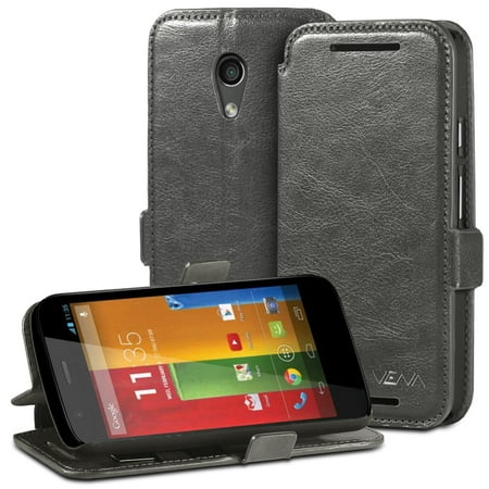 Moto G (2nd Gen) Wallet Case - VENA� [vFolio] Slim Vintage Leather Wallet Stand Case with Card Slots for Motorola Moto G (2nd Generation) 2014 - (Best Cases For Moto X 2nd Generation)