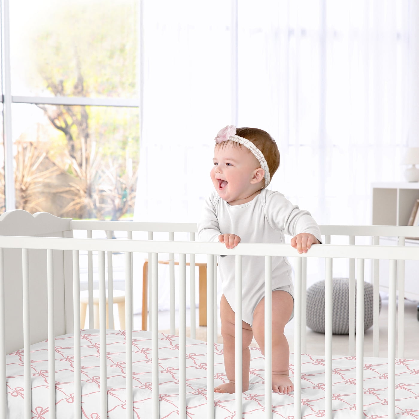 Sweet Jojo Designs Bow for Ballerina and Ballet Bows Collection Girl Fitted Crib Sheet
