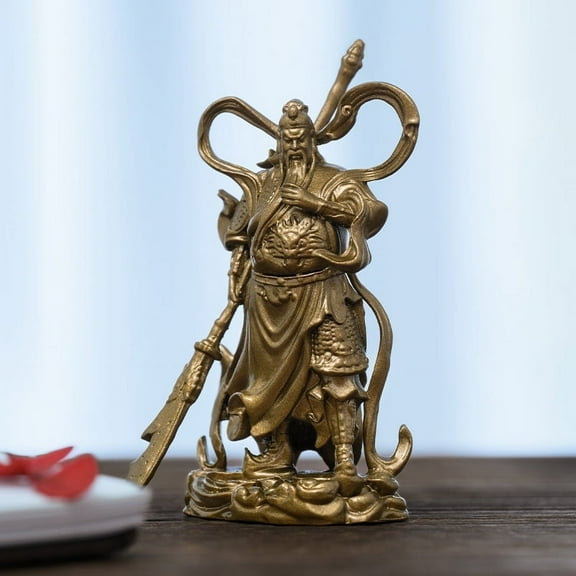Brass GuanYu Sangharama Bodhisattva Statue Martial God of Wealth Home Decoration Gifts