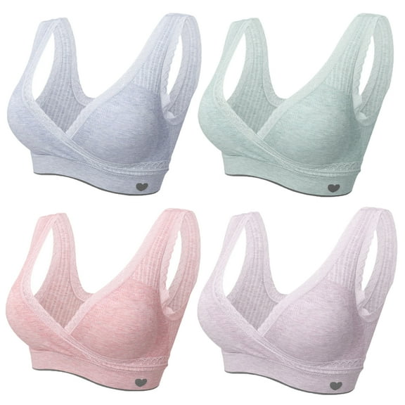 LAST CLANCE SALE! 4 Pack Nursing Sleep Bra Breastfeeding Bras Wireless Maternity Wide Band Shoulder Straps Bra, 42/95BCD