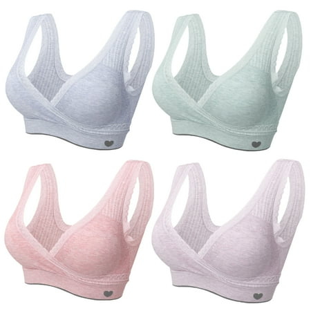 

Xmarks 4 Pack Nursing Sleep Bra Breastfeeding BrasWide Band Shoulder Straps Bra 36/80CD 38/85AB