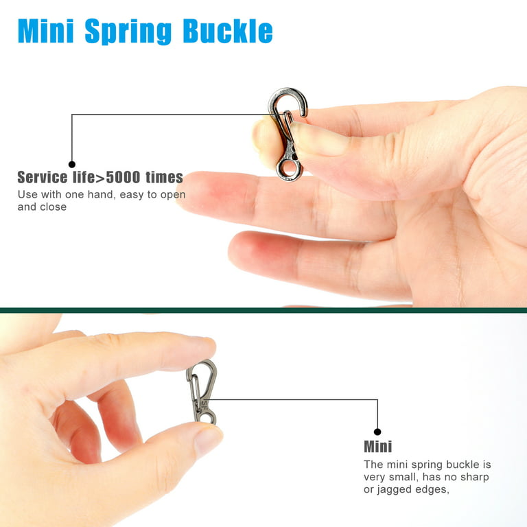 1 Inch Small Mini Tiny Super Strong Fine Ti Solid Stainless Steel Spring  Snap Hook Quick Release Carabiner Paracord Clasp Diving EDC DIY 