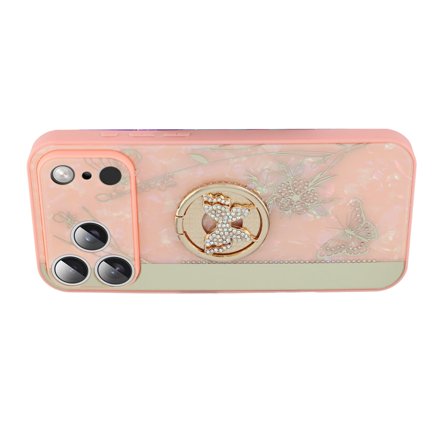 Elegant Butterfly Bling Case for iPhone 17 Pro Max - Pink