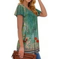 thumbnail image 3 of Fantaslook Womens Blouses Dressy Casual Pleated Tunic Tops Floral Ruffle Sleeve Summer Shirts, 3 of 6