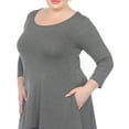 thumbnail image 5 of White Mark Women's Plus Size Quarter Sleeve Solid Sharkbite Tunic Top, 5 of 5