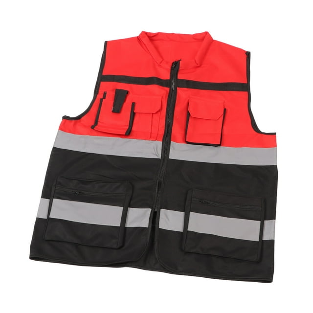 Chaleco de Seguridad Reflectante, Visibilidad de Chaleco de Seguridad Mejorando La Tela Tejida Múltiples Bolsillos Múltiples Resistentes Al Desgaste para Los Ciclistas