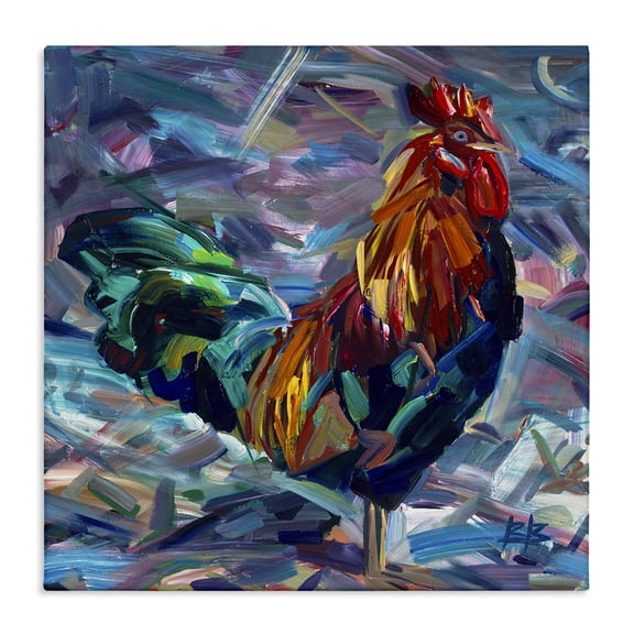 Stupell Industries Modern Abstract Crosshatch Rooster Canvas Art, 17 x 17, by Borcherding