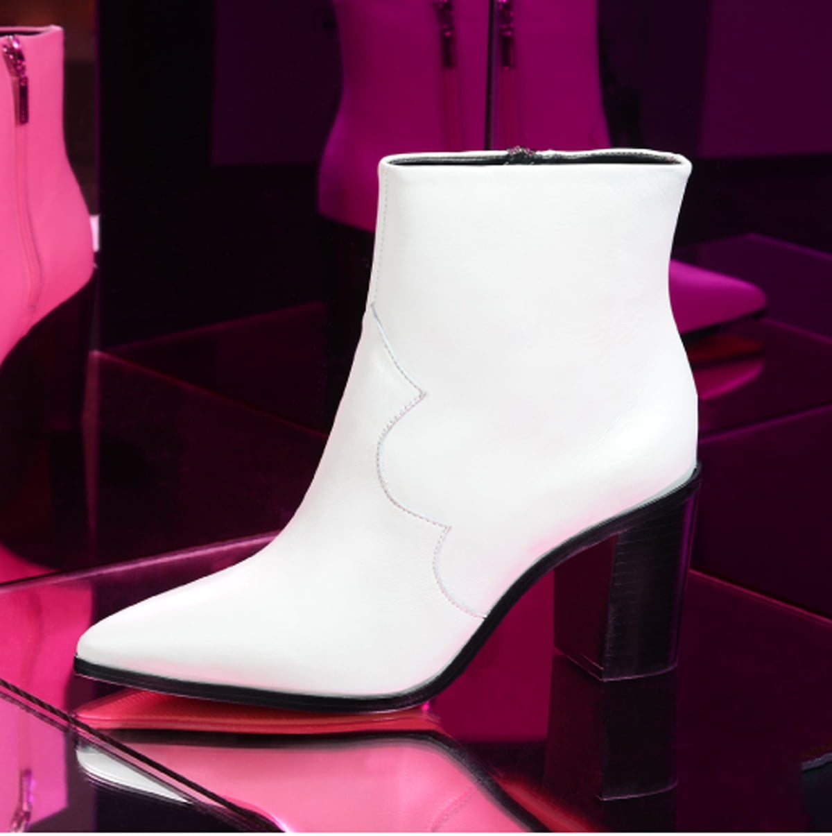 white boots block heel