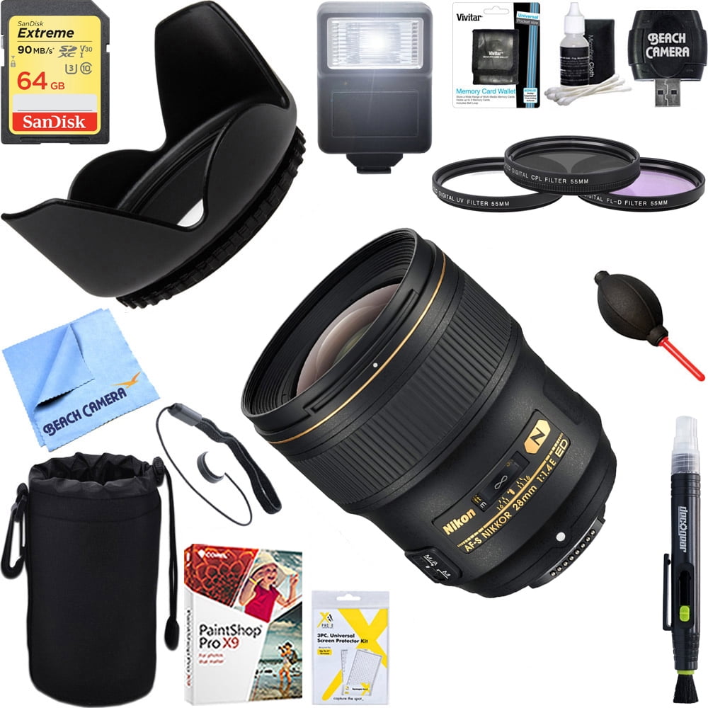 Nikon (20069) AFS NIKKOR 28mm f/1.4E ED Lens + 64GB Ultimate Filter