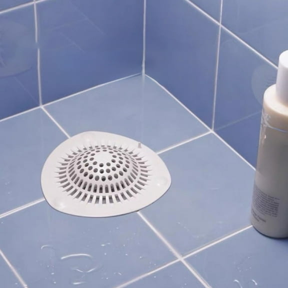 WZXPWT Stylish Floor Drain Cover, Versatile Shower Hair Catcher Mat with Suction Grip, Anti-Clog Silicone Bathroom Mat