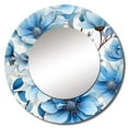 thumbnail image 2 of Designart "Dreamlike Blue White Floral Fantasy II" Floral Rund Mirror For Wall Decor - Large Blue Round Printed Mirror -Cottage Round Living Room Mirror - 36" x 36", 2 of 6