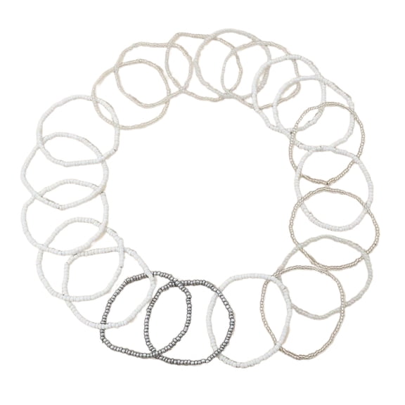 Set of 20 White Bead Bracelets Jewelry Unique White Bead Accessory for Beach Parties and Holiday Fun