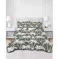 thumbnail image 2 of Quilts Queen Size Bedding Set, Dark Green Palm Tree Summer Lightweight Quilted Comforter, Beach Tropical Botanical Soft Reversible Bedspread Coverlet with Pillow Covers for All Season, 90" x 96", 2 of 7