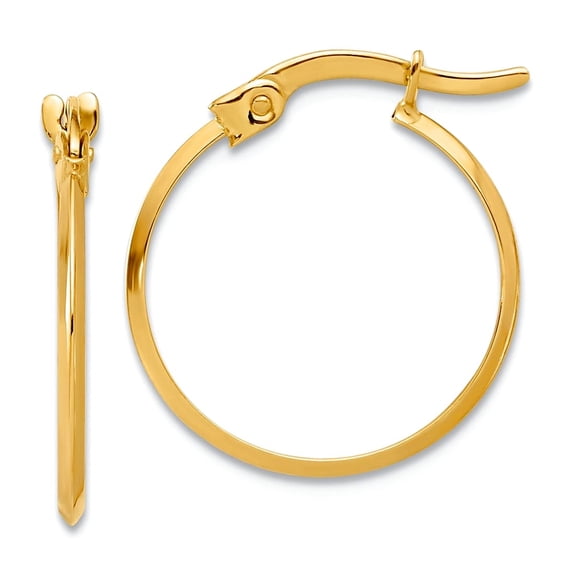14k Solid Yellow Gold Polished Knife Edge Hoop Earrings 18.5x16.7mm Wide 1.1mm Thick Hoop Earring for Women
