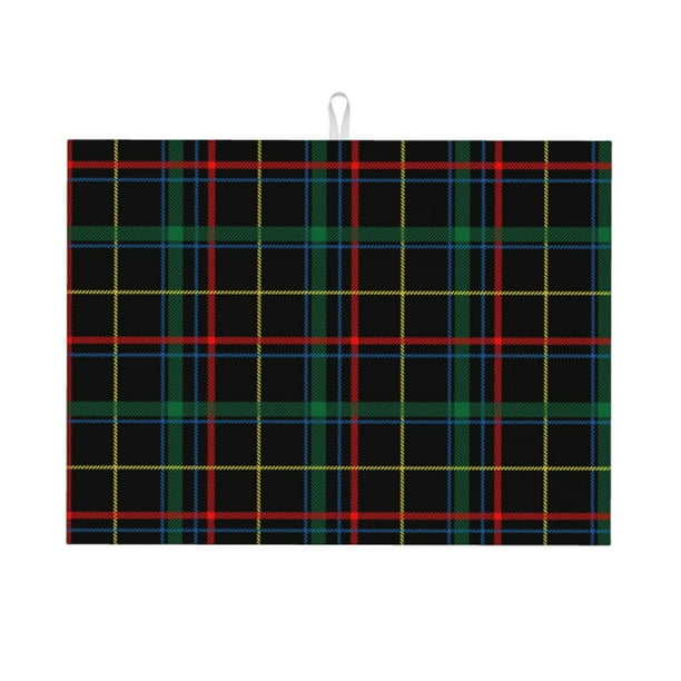Balery Buffalo Plaid Dark Green Alfombrilla de Secado para Cocina, 18x24 Pulgadas, Súper Absorbente para Platos y Encimeras
