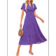 thumbnail image 2 of Vestido Maxi Floral Bohemio de Playa, Informal, con Escote en V, Corta Abullonada, Fruncido, para Verano, para Mujer, 2025, , XXL, 2 of 10