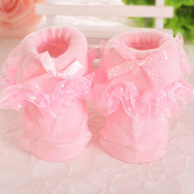 Newborn Infant Baby Girls Princess Bowknot Lace Ruffle Cotton Ankle