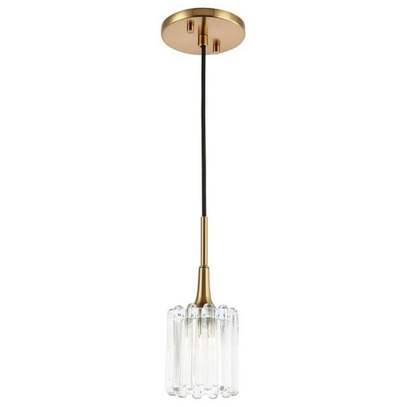 Woodbridge Lighting Regent Park 1-Light Glass & Steel Pendant in Brass
