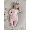 thumbnail image 5 of BemeyourBBs Newborn Baby Daddy's Girls Outfit Footied Romper Stripe Letter Embroidery Long Sleeve Jumpsuit Fall Winter Clothes, 5 of 9