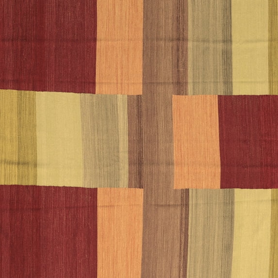 Ahgly Company Indoor Square Abstract Brown Contemporary Area Rugs, 5' Square